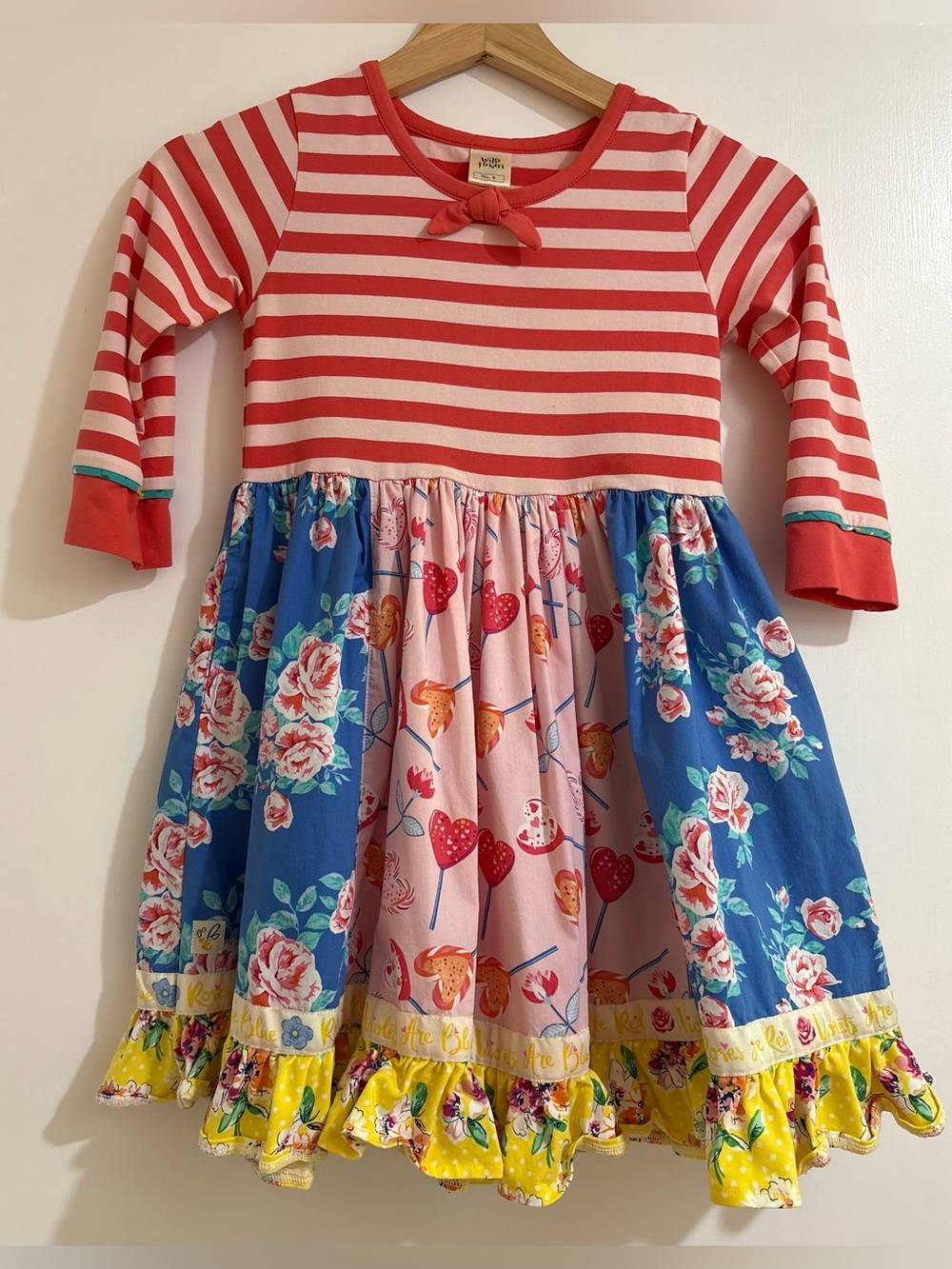 Wildflowers Clothing Girls Size 8 Red Blue Pink Lollipop Floral Twirl Dress